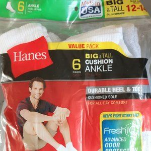 NWT Hanes Big & Tall Ankle Socks 12-14